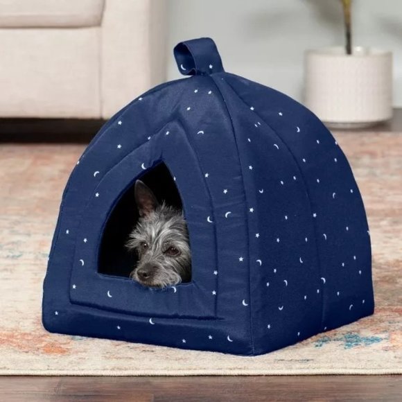 NWT FurHaven Dog or Cat Tent, Small, Navy w/white stars and moons - Picture 3 of 6